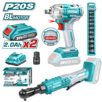 [SKUIMG]UTOSLI23043|UTOSLI23043.jpg|COMBO DEL MES TOTAL 20V LLAVE DE IMPACTO INALÁMBRICA Y RATCHET DE CONDUCCIÓN INALÁMBRICO POCAS UNIDA