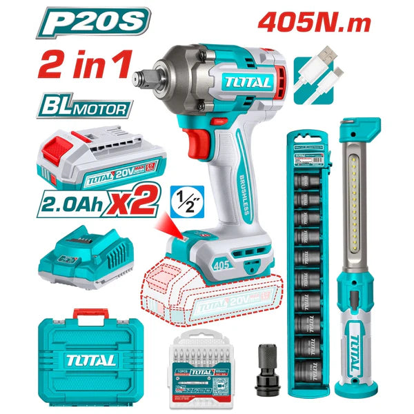 [SKUIMG]UTOSLI23056|UTOSLI23056-FRONTEND-AvJOU-w5FtjWxVrq.png|COMBO TOTAL LLAVE DE IMPACTO INALÁMBRICA 20V 1/2" 405NM 2400RPM MOTOR SIN ESCOBILLAS CON LÁMPARA DE