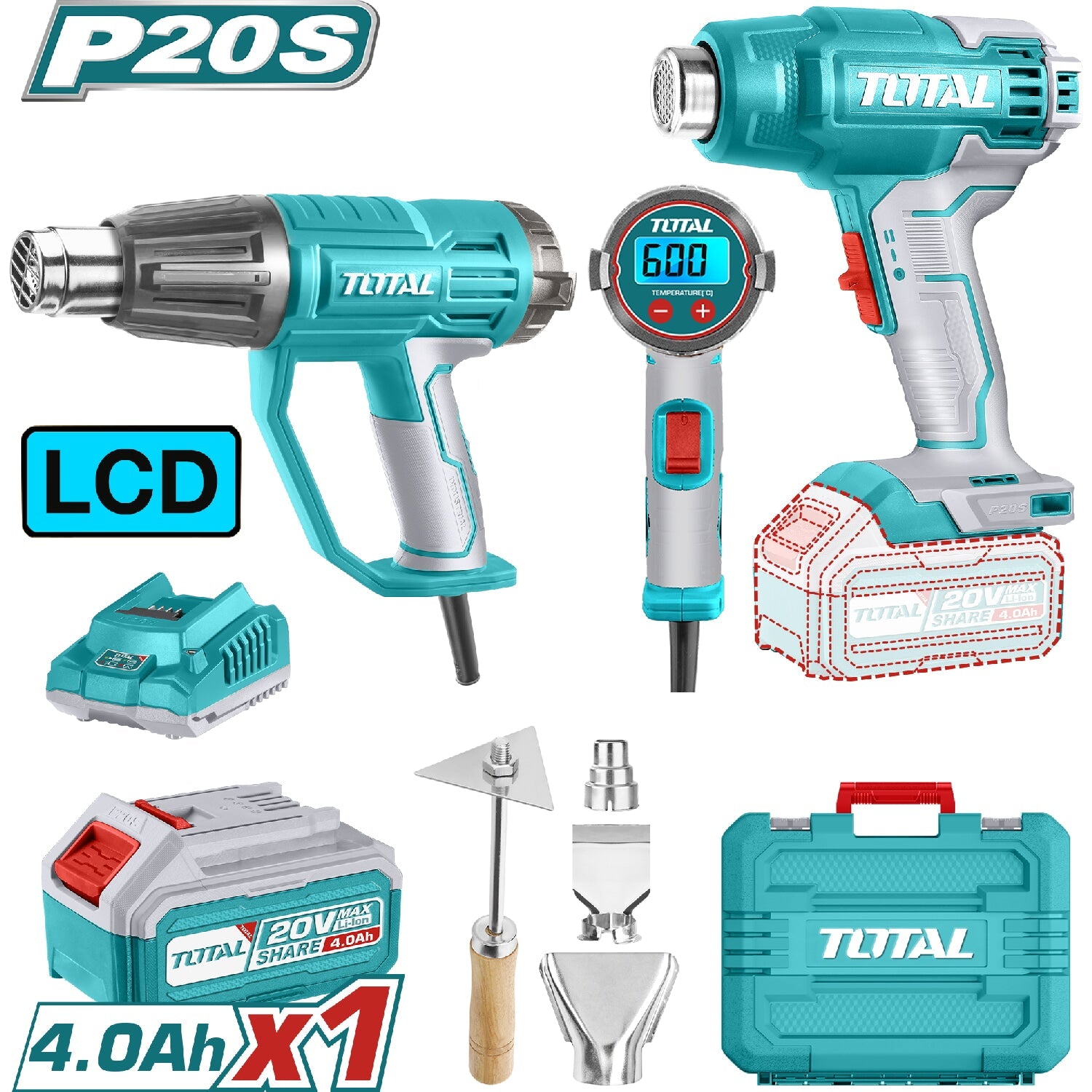 [CARBONE]UTOSLI240201|COMBO DEL MES TOTAL PISTOLA DE CALOR INAL�MBRICA 20V, PISTOLA DE CALOR 600W Y PISTOLA T�RMICA CON AC