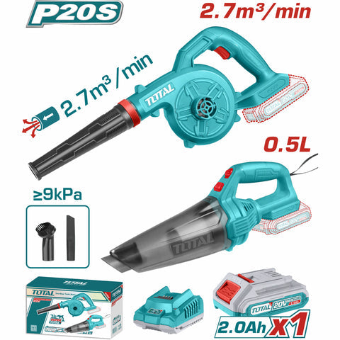 [SKUIMG]UTOSLI240998|UTOSLI240998.jpg|COMBO DEL MES TOTAL 20V ASPIRADORA 0.5L =9 KPA. SOPLADORA 1800RPM 2.7M3 INCLUYE BATERÍA CARGADOR Y A