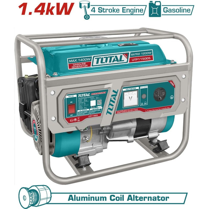 [SKUIMG]UTP115005|UTP115005.jpg|GENERADOR A GASOLINA 1,400WATTS 1.4KW. 110-120V 60HZ 3600RPM 5.5L MOTOR 4 TIEMPOS. ALTERNADOR DE ALU