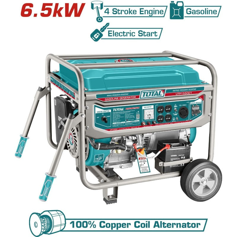 [SKUIMG]UTP155001|UTP155001.jpg|GENERADOR DE GASOLINA, VOLTAJE DE 110-120/220-240, 60HZ DE FRECUENCIA, POTENCIA MAX. 6500W