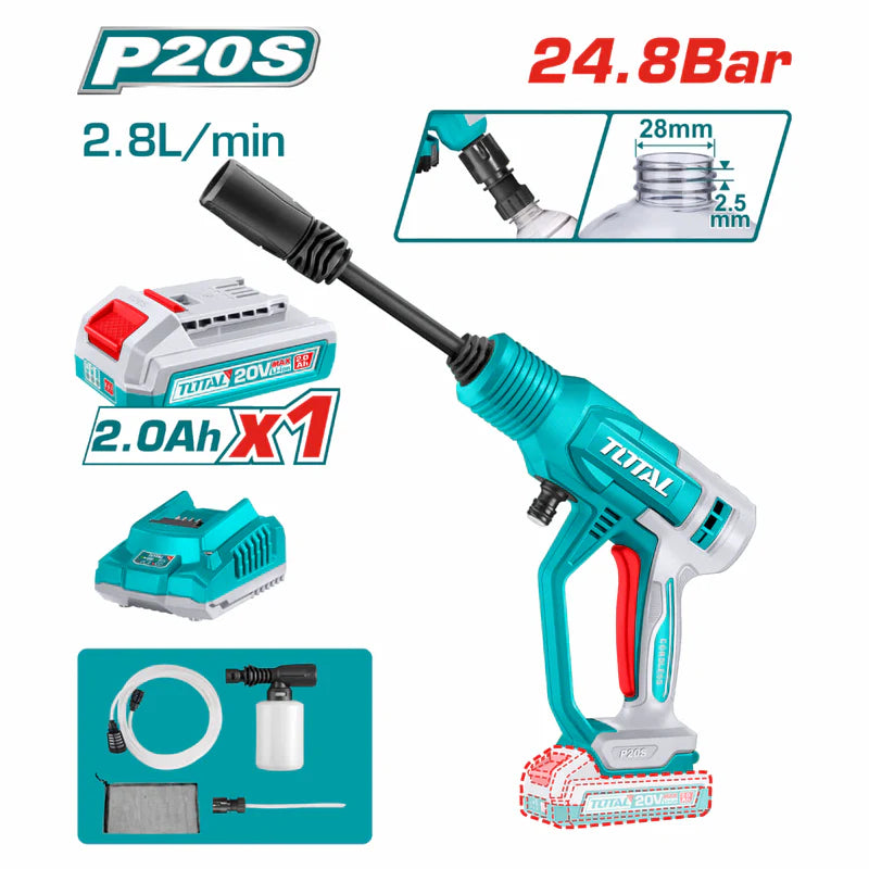 [SKUIMG]UTPWLI20362|UTPWLI20362-FRONTEND-cy921ozaGdQFr6Lh.png|HIDROLAVADORA INALÁMBRICA 20V PORTÁTIL 24.8 BAR. CAUDAL 2.8L/MIN. INCLUYE BATERÍA Y CARGADOR.