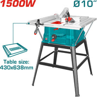[SKUIMG]UTS5152543|UTS5152543.jpg|SIERRA DE MESA 1500W 4500RPM. 10"X5/8" MESA 16-59/64"X25-8/64". 110-120V~60HZ. RANGO: 0°-45°