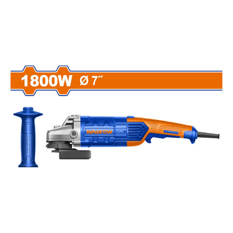 [SKUIMG]UWAG851801|UWAG851801.jpg|ESMERILADORA ANGULAR 7" 1800W. 110-120V ~ 50/60HZ. 8480RPM. NO INCLUYE DISCO.