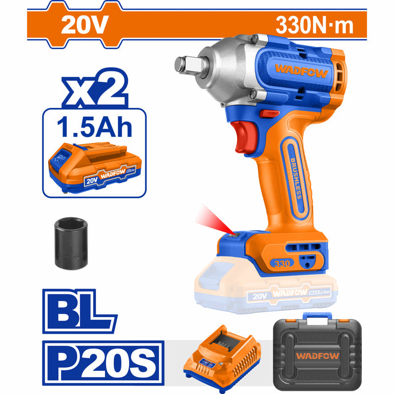 [SKUIMG]UWCD1B33|UWCD1B33.jpg|LLAVE IMPACTO DADO CUADRADO 1/2" 20V MOTOR SIN ESCOBILLAS 330NM. VELOC