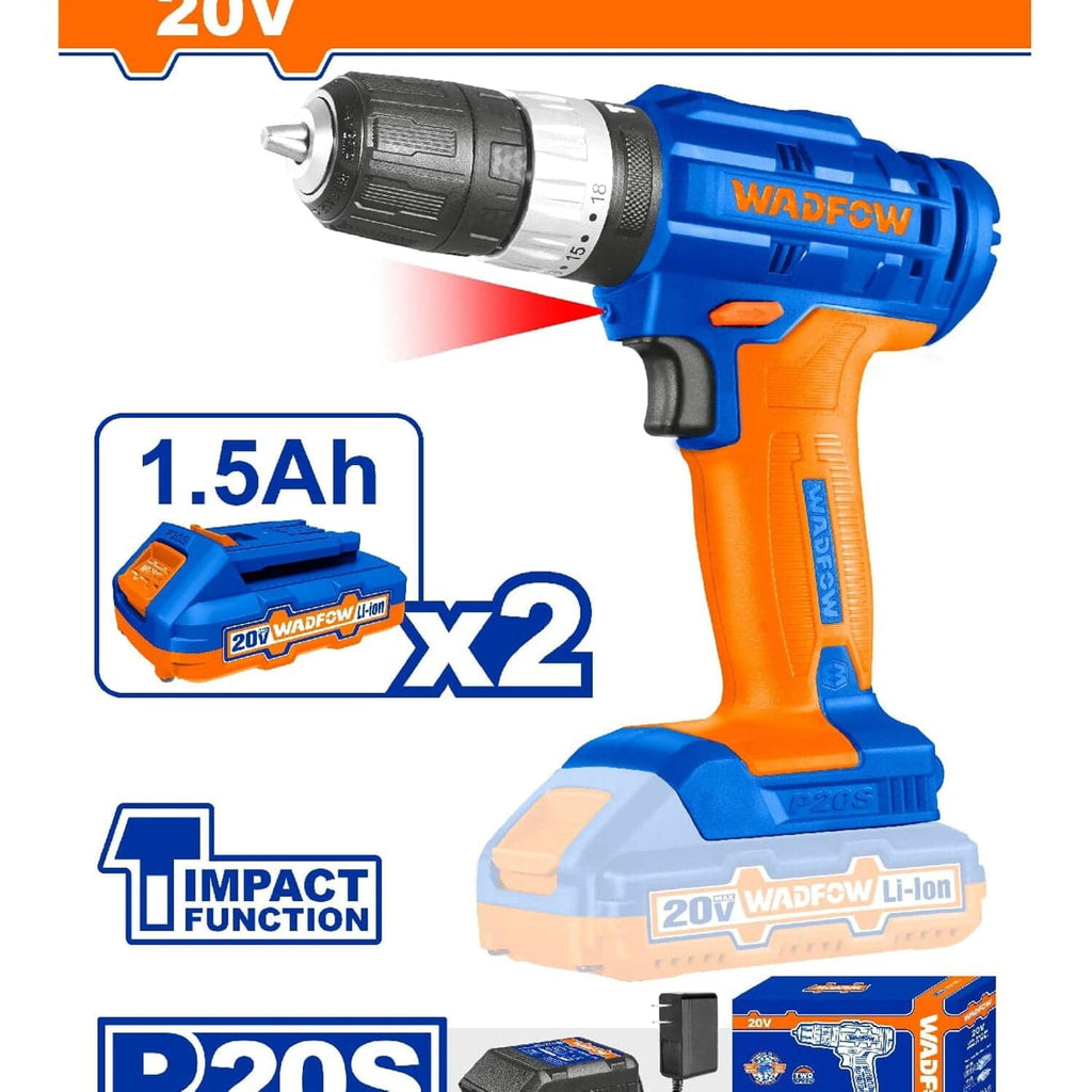 [SKUIMG]UWCDP522|TALADRO DRILL INALÁMBRICO DE IMPACTO 20V DE 3/8" 35NM INDICADOR LED. INCLUYE 2 BATERÍAS Y 1 CARGADOR