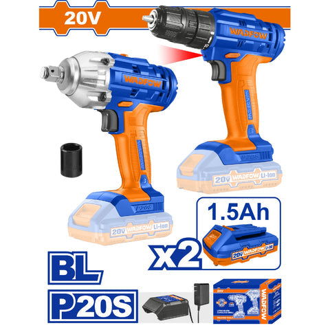 [SKUIMG]UWCK2017|TALADRO INALAMBRICO 1/32-3/8" Y LLAVE DE IMPACTO MOTOR SIN ESCOBILLAS 20V. BATERIA Y CARGADOR. EN CO