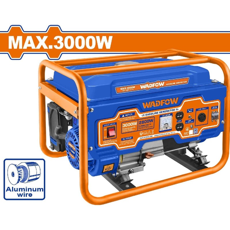 [SKUIMG]UWGEAA05|UWGEAA05.jpg|GENERADOR A GASOLINA 3000W 110-120V FREC. SALIDA: 60HZ. VELOC. NOMINAL: 3600RPM. MOTOR: 4 TIEMPOS. P