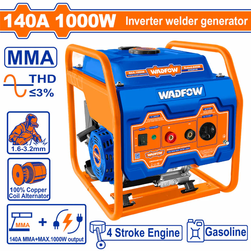 [SKUIMG]UWGEAW160|UWGEAW160-FRONTEND-rzgR_x1VT-AaP-eh.png|MOTOSOLDADORA GENERADOR PARA SOLDAR INVERTER 140A 1000W MMA MOTOR 4 TIEMPOS. CAPAC 10L ENCENDIDO CUE