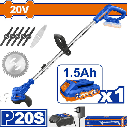 [SKUIMG]UWGTP511|UWGTP511.jpg|DESMALEZADORA DE HIERBA INALÁMBRICA 20V. VELOCIDAD SIN CARGA:8500/MIN. INCLUYE BATERÍA Y CARGADOR.