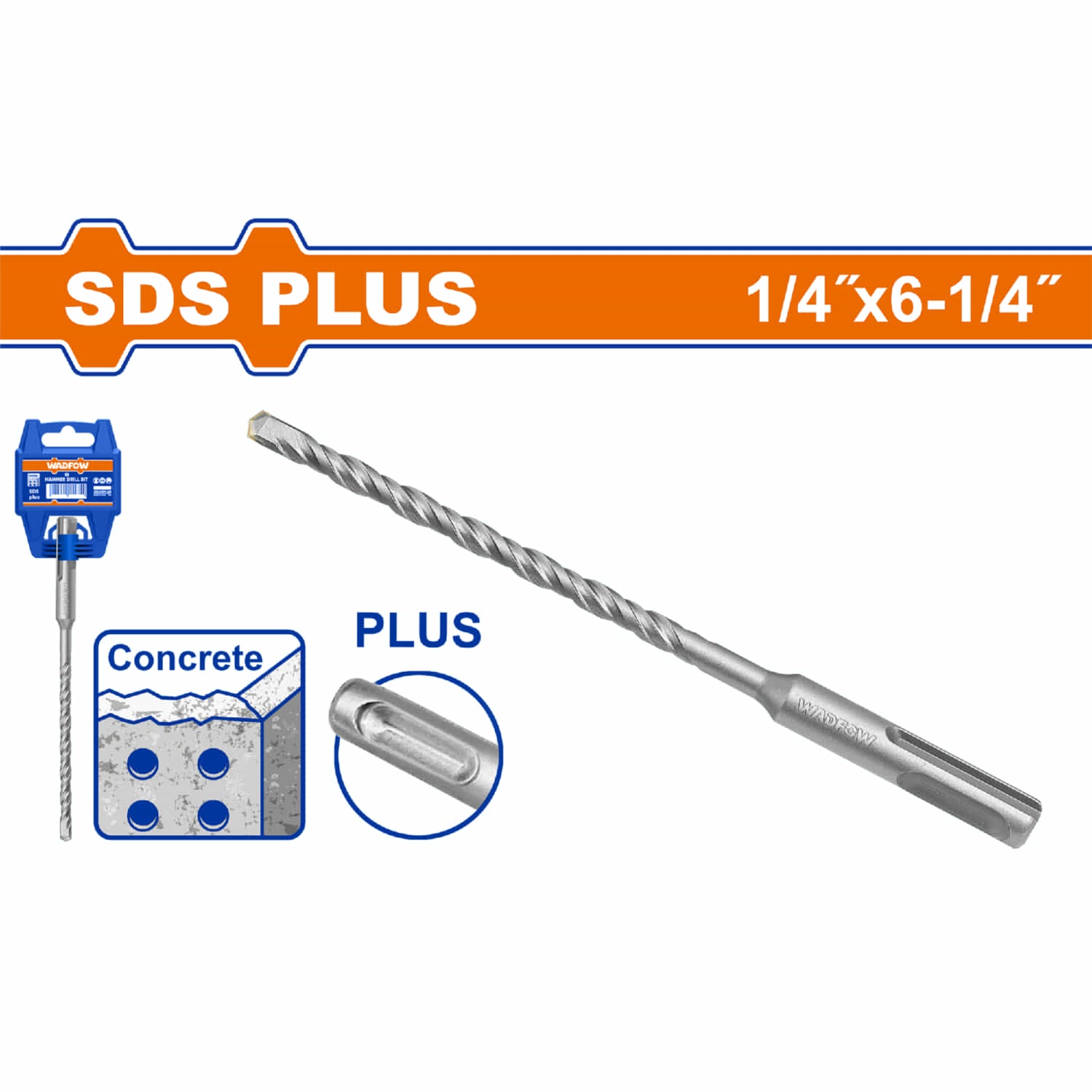 [CARBONE]UWHD2203|BROCAS PARA CONCRETO SDS PLUS. PUNTA TCT ALTA CALIDAD. CROMO-VANADIO3/8"X6-1/4".