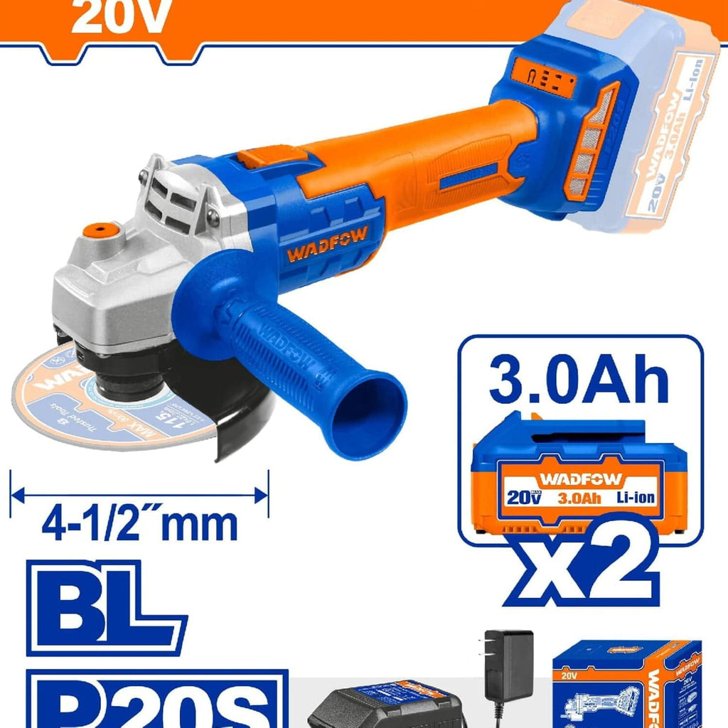[SKUIMG]UWLAPM22|UWLAPM22.jpg|ESMERIL FLEXIBLE 20V INALÁMBRICA BRUSHLESS. 4-1/2". INCLUYE 2 BATERÍAS Y UN CARGADOR. ESMERILADORA A
