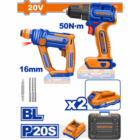 [SKUIMG]UWOS240681|UWOS240681.jpg|COMBO KIT COMBINADO INALAMBRICO DE 2 PIEZAS 20V 1 TALADRO INALAMBRICO SIN ESCOBILLAS(UWCDP5521) 1 MA