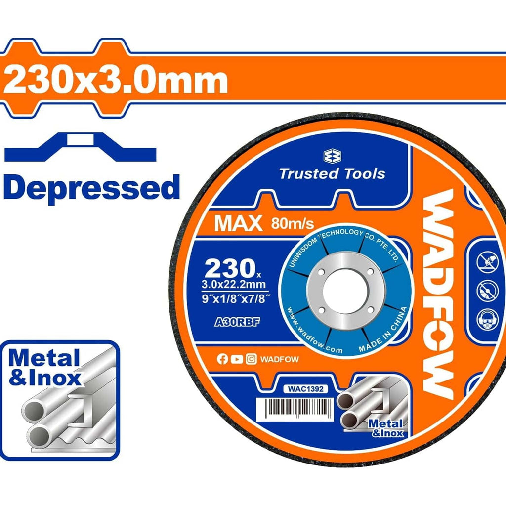 [SKUIMG]WAC1392|WAC1392.jpg|DISCO CORTE DE METAL Y ACERO INOXIDABLE 230X3.0MM. CONCAVO.