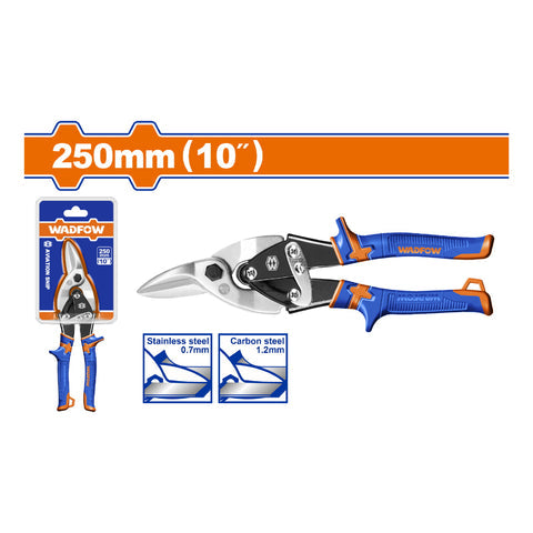 [SKUIMG]WAS3410|WAS3410.jpg|TIJERA DE AVIACION 10" CORTE DERECHO ESPESOR MAX. DE CORTE. ACERO AL CARBONO 1,2 MM CORTACHAPA