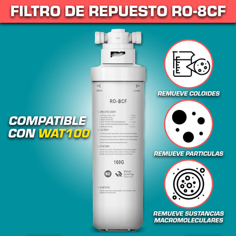 [SKUIMG]WAT102|FILTRO DE REPUESTO RO-8CF (100G) PARA WAT100. CAMBIAR CADA 12 MESES.