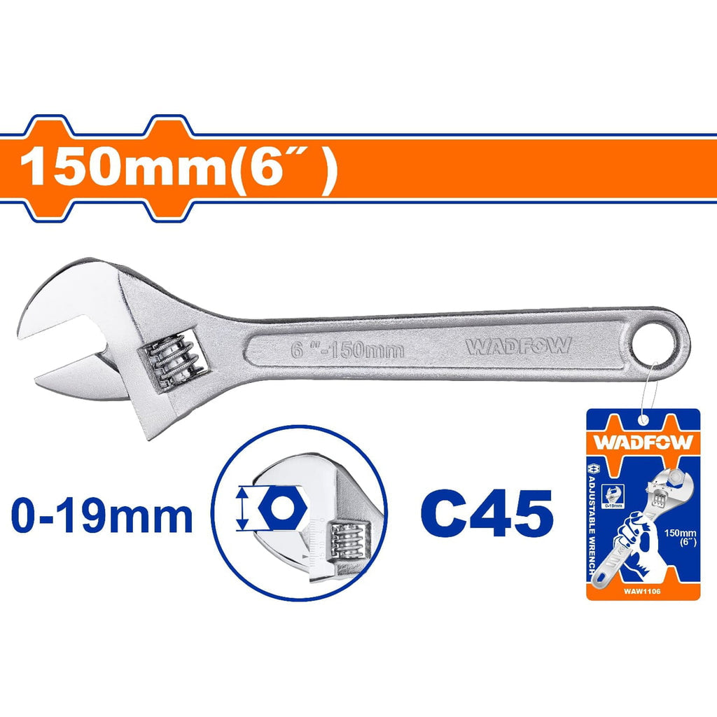 [SKUIMG]WAW1106|LLAVES AJUSTABLES 150MM(6") AJUST. 0-19.2MM