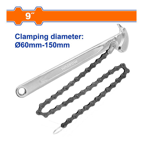 [SKUIMG]WAW1309|WAW1309.jpg|LLAVE DE CADENA PARA TUBOS 9". LONG. 520MM. SUJECION 60-150MM