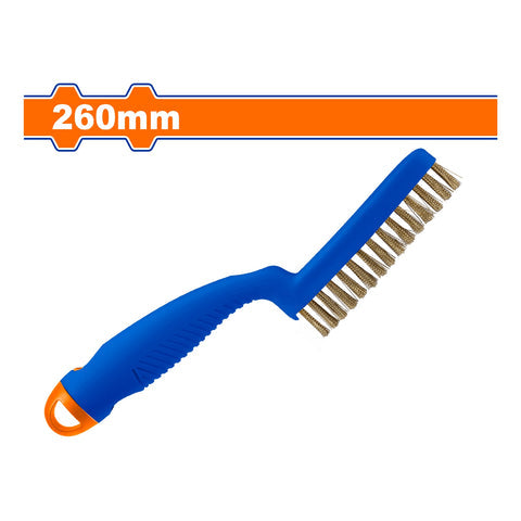 [SKUIMG]WBH1103|WBH1103.jpg|CEPILLO DE ALAMBRE DE ACERO CON MANGO DE PLASTICO. 260MM. 4 FILAS.