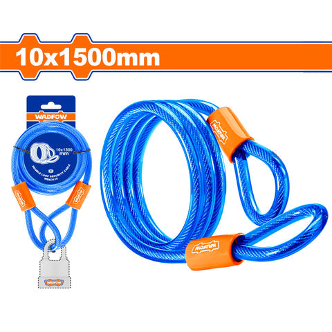 [SKUIMG]WBK3110|CABLE CADENA DE SEGURIDAD DE DOBLE LAZO 10X1500MM. RECUBIERTO DE PVC TRENZADO. IDEAL PARA BICICLETAS