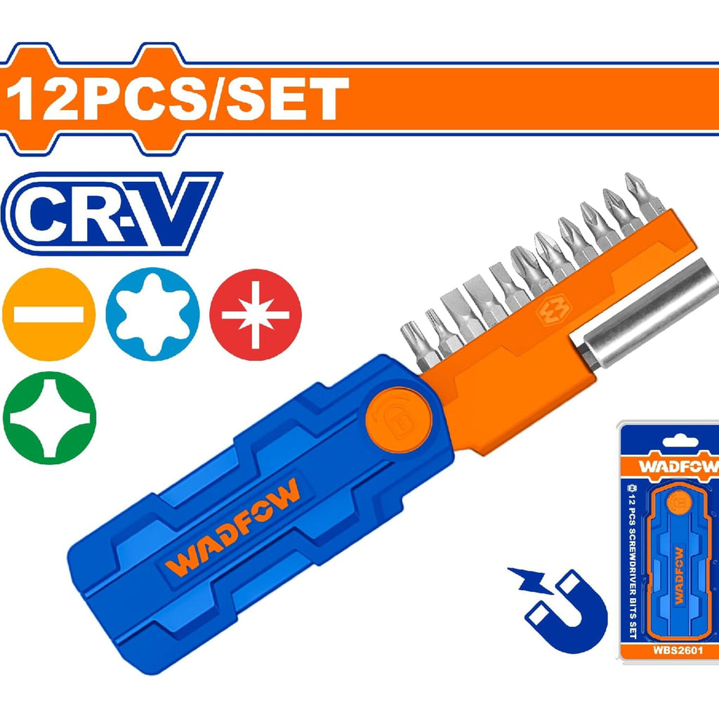 [SKUIMG]WBS2601|PUNTAS DESTORNILLADOR 25MM. CR-V. BROCAS: PH1,PZ1,SL4,T20. PUNTA MAGNÉTICA. INCLUYE UN SOPORTE. JUEG