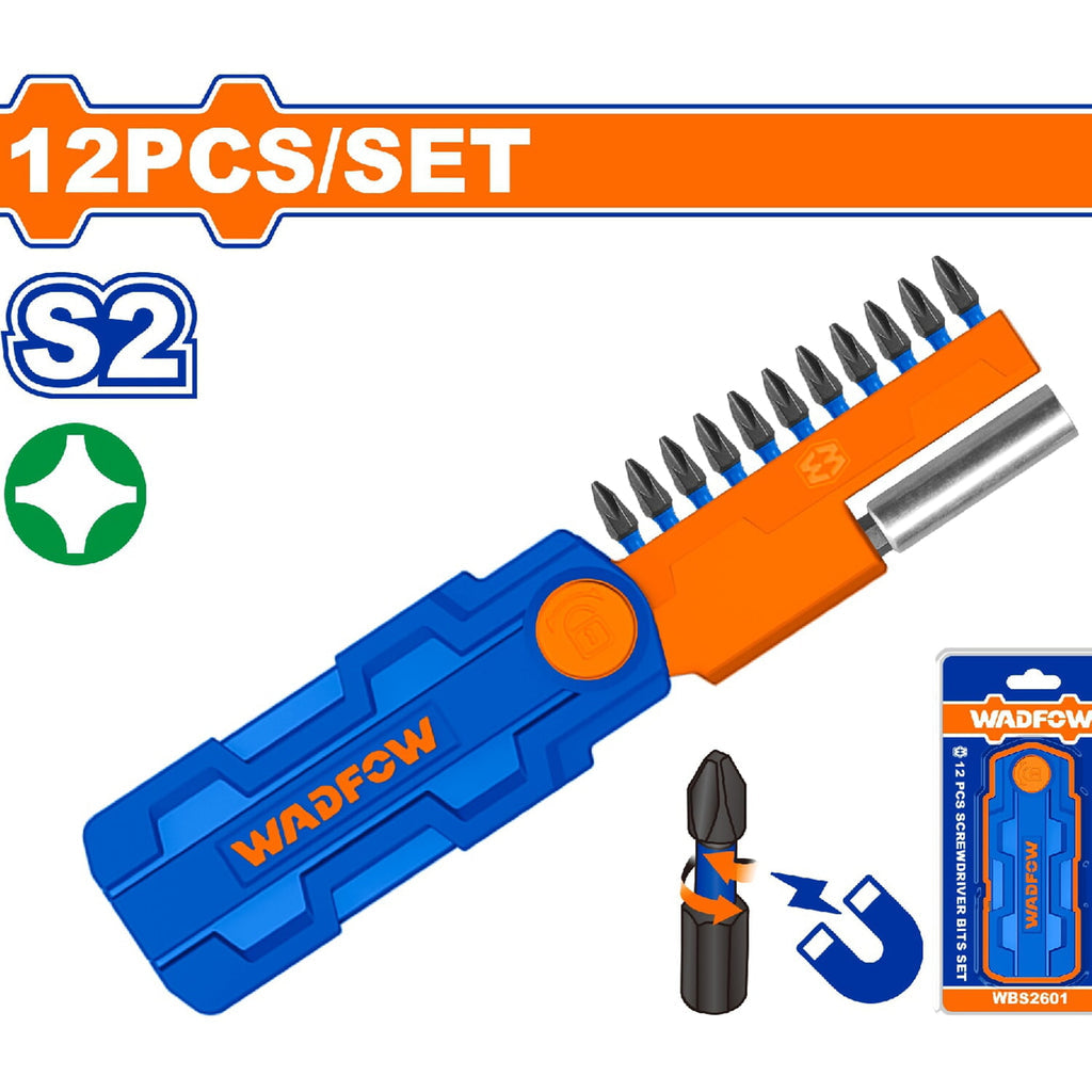 [SKUIMG]WBS2602|PUNTAS DESTORNILLADOR 25MM.S2. BROCAS: PH2 DE IMPACTO. PUNTA MAGNÉTICA. INCLUYE UN SOPORTE. JUEGO DE