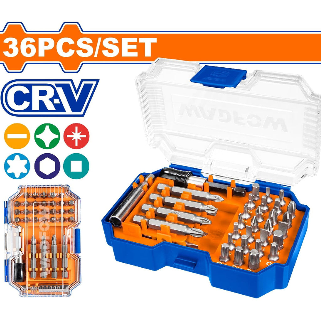 [SKUIMG]WBS3B36|WBS3B36.jpg|PUNTAS DESTORNILLADOR 25MM. CR-V. BROCAS: H1,S1,T10,PZ0,PH0. BROCAS DE 50 MM Y 2 SOPORTES. JUEGO DE