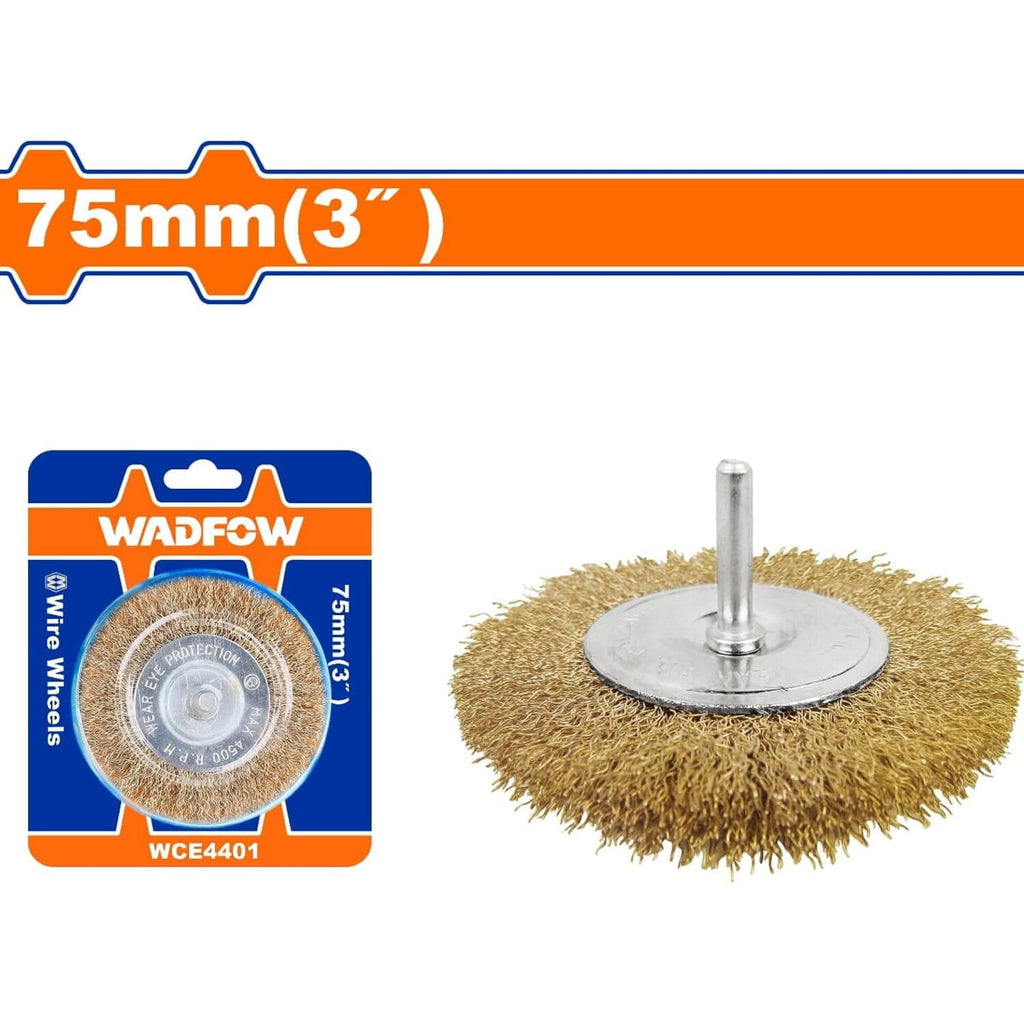 [SKUIMG]WCE4401|WCE4401.jpg|CEPILLO DE ALAMBRE DE COPA CIRCULAR CON VÁSTAGO 75MM. LONGITUD DEL CABLE:16MM. IDEAL PARA AFILAR.