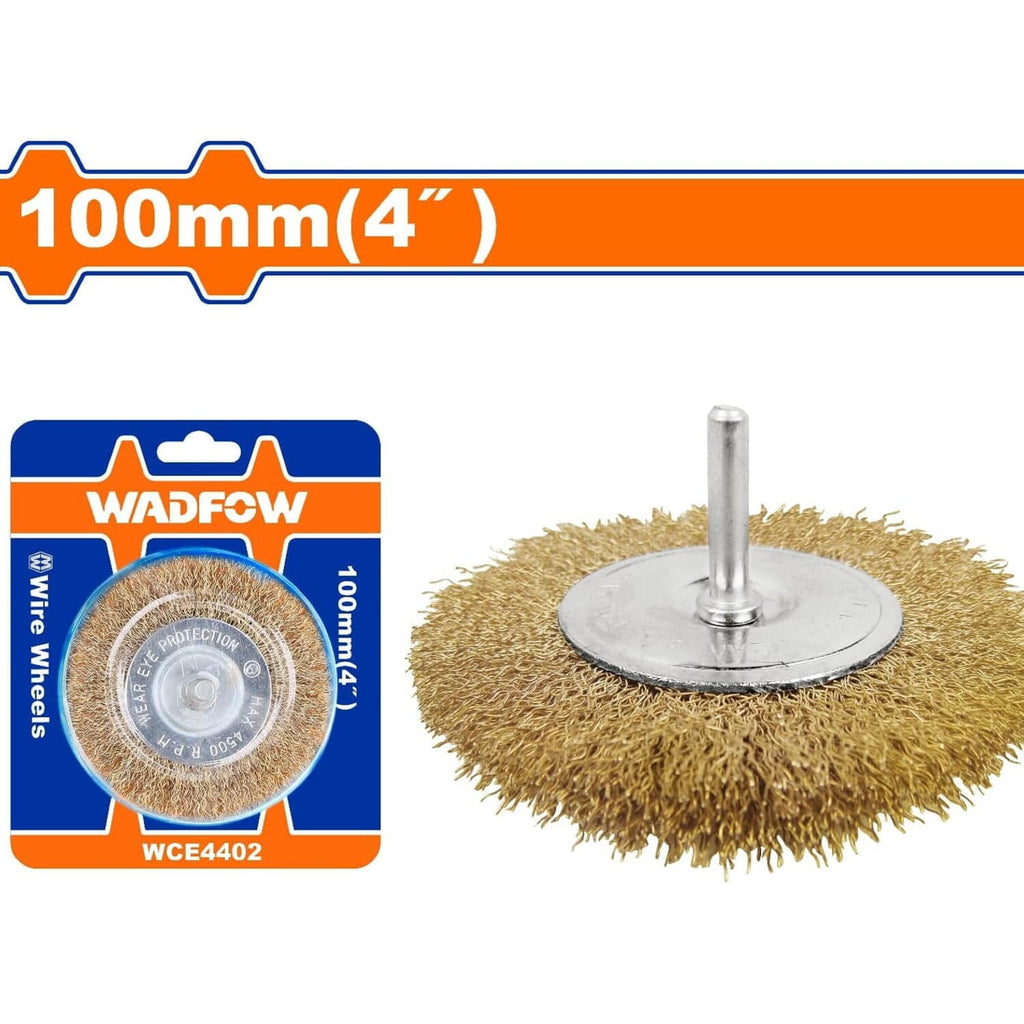 [SKUIMG]WCE4402|WCE4402.jpg|CEPILLO DE ALAMBRE DE COPA CIRCULAR CON VÁSTAGO 100MM. LONGITUD DEL CABLE:22MM. IDEAL PARA AFILAR.