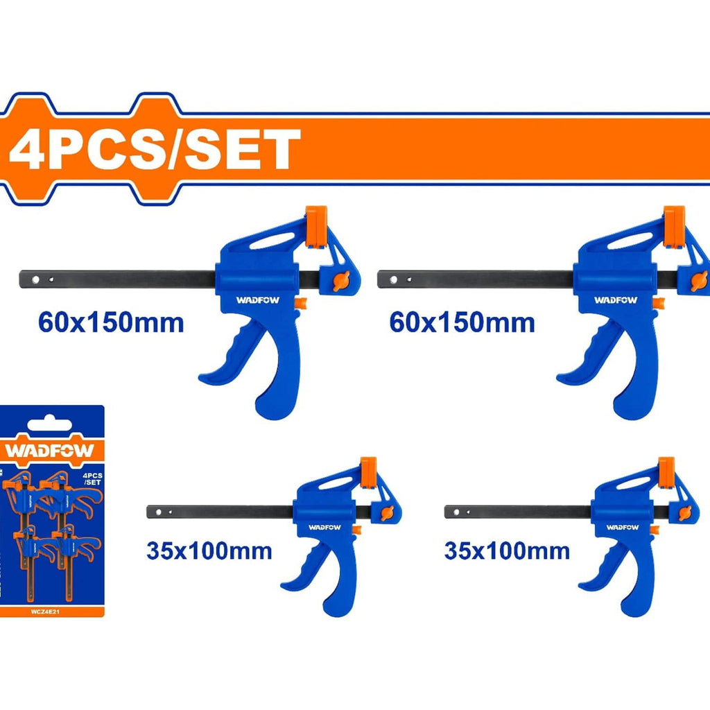 [SKUIMG]WCZ4E21|PRENSAS SARGENTO DE BARRA 4" Y 6". CUERPO DE PLÁSTICO DURO. BARRA ACABADO NEGRO. SET 2 C/U