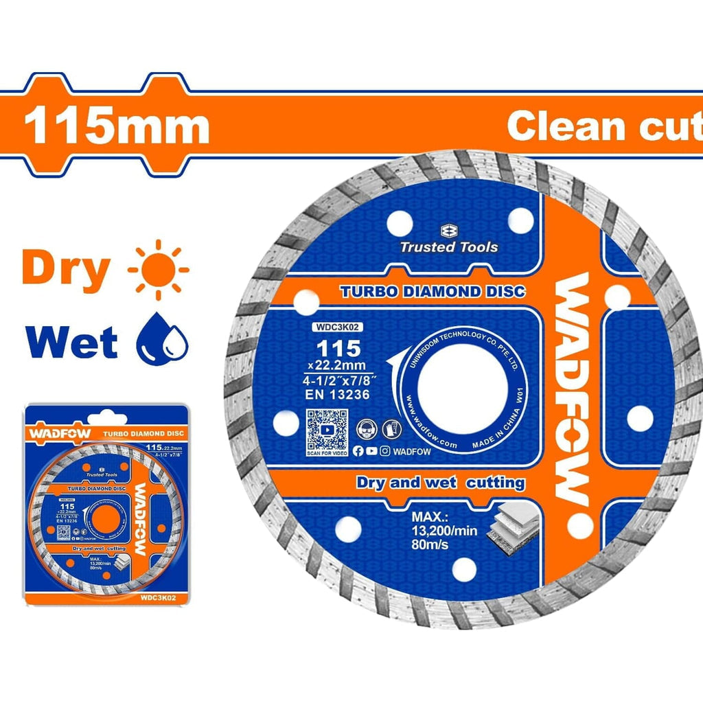 [SKUIMG]WDC3K02|WDC3K02.jpg|DISCOS DIAMANTADOS TURBO PARA CONCRETO. CORTE LIMPIO. HÚMEDO Y SECO. ANCHO DE LA HOJA: 7.5MM