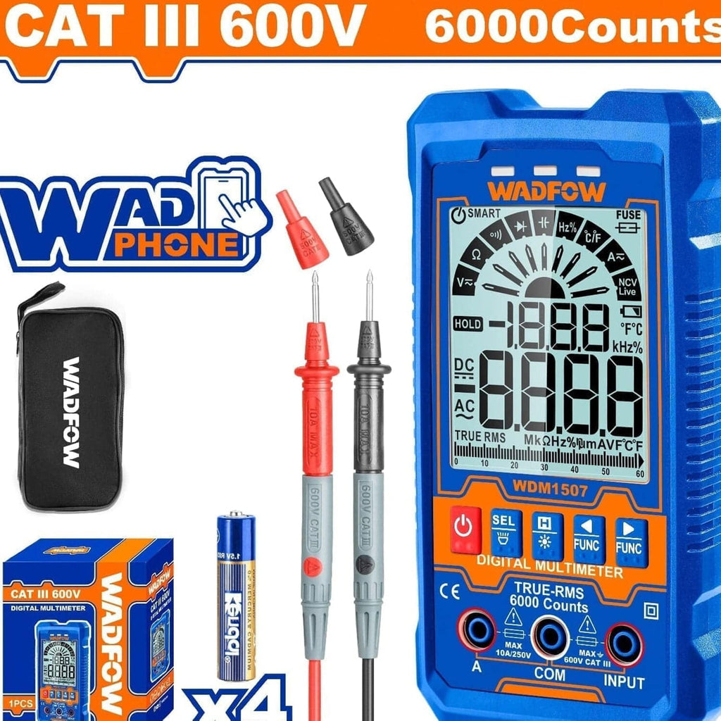 [SKUIMG]WDM1507|MULTÍMETRO DIGITAL 6000 DÍGITOS. CATIII 600V. FUNCIÓN INTELIGENTE. RANGO AUTOMÁTICO.