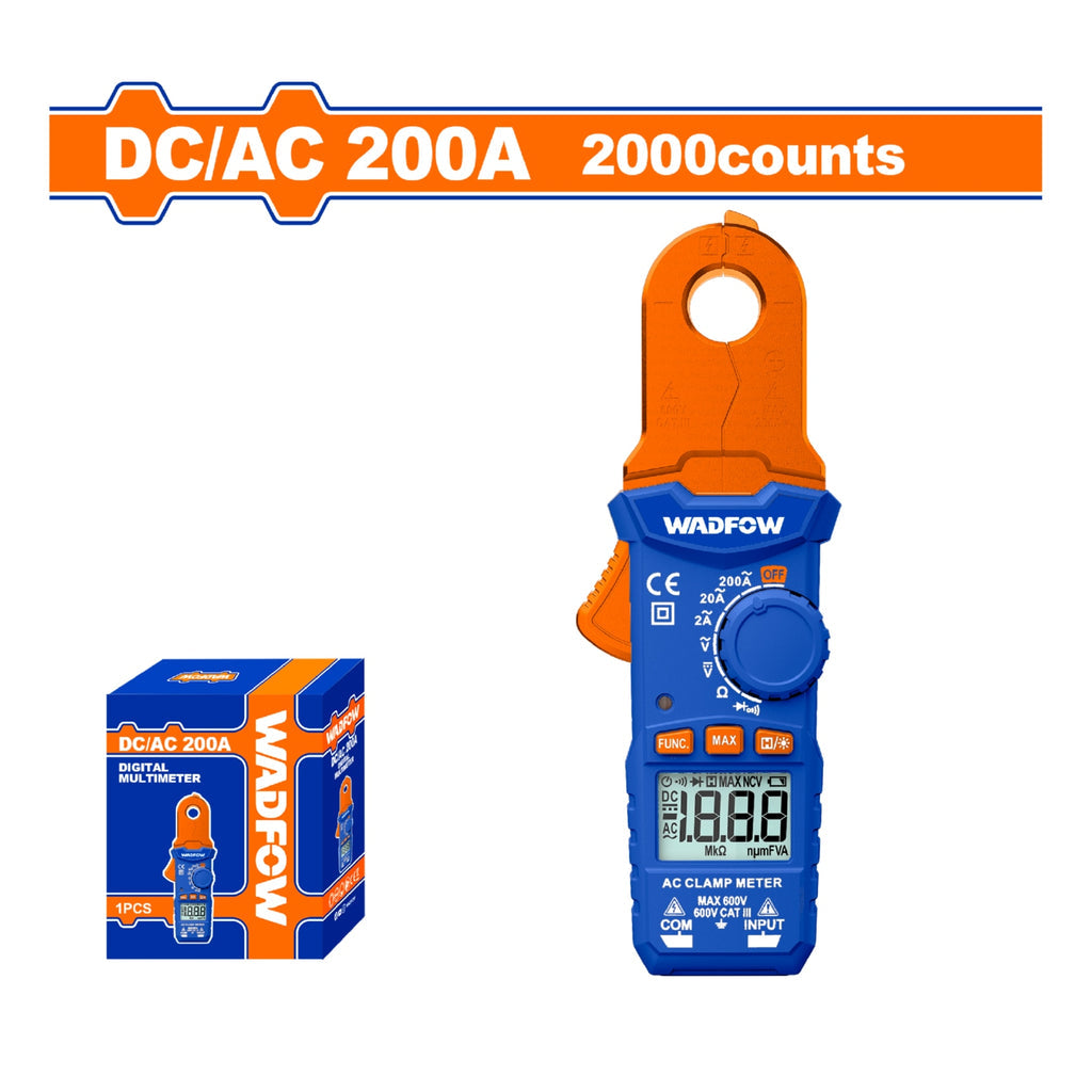 [SKUIMG]WDM6501|WDM6501.jpg|MEDIDOR DE ABRAZADERA. PINZA AMPERIMÉTRICA AC 200A 2000 DÍGITOS.