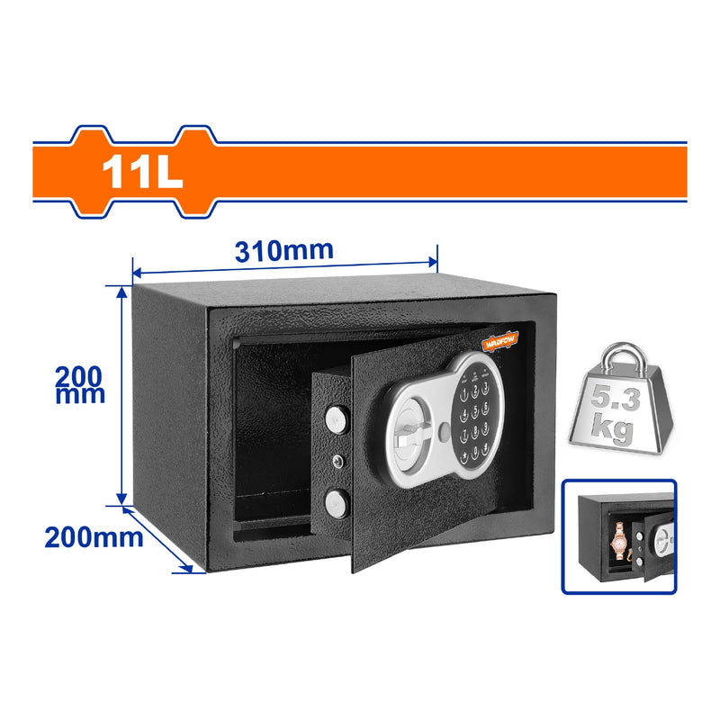 [SKUIMG]WEB1520|CAJA FUERTE DE SEGURIDAD ELECTRONICA 11L. 200 X 310 X 200MM. REGISTRA 3 A 8 DIGITOS.