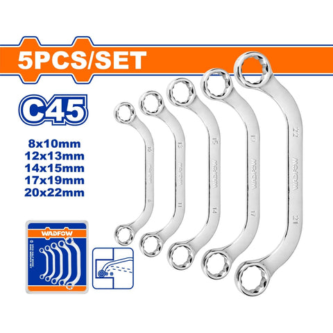 [SKUIMG]WFR3405|WFR3405.jpg|LLAVES MEDIALUNA. SET DE 5 PZAS. TAMANO:8-22MM. ACERO AL CARBONO #45. PULIDO.