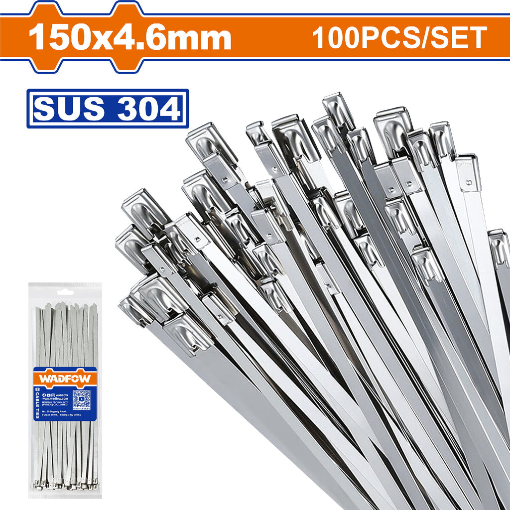 [SKUIMG]WFZ15046|ZUNCHOS DE ACERO INOXIDABLE 304. SET DE 100 UNIDADES. AUTO BLOQUEO.