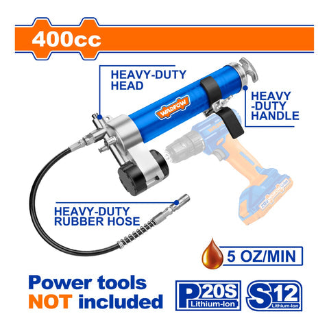 [SKUIMG]WGG5540|PISTOLA DE ENGRASE PARA ADAPTAR A TALADRO INALAMBRICO. CAPACIDAD 400CC / 14OZ PARA ENGRASAR