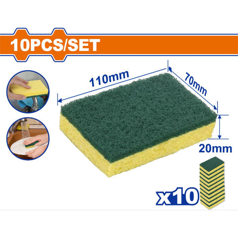 [SKUIMG]WGSP2901|WGSP2901.jpg|ESPONJAS PARA LECHADA TIPO PREMIUM DOBLE FUNCION. 11X7X2CM. (SET DE 10 PIEZAS.)