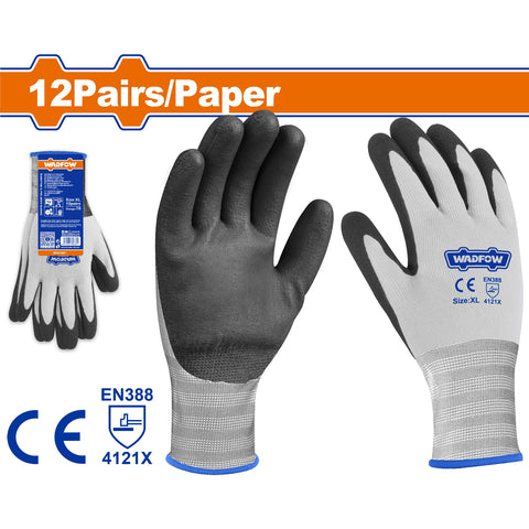 [SKUIMG]WGV2803|WGV2803.jpg|GUANTES DE NITRILO REVESTIDO XL. RECUBRIMIENTO DE ESPUMA. REDUCE SUDORACIÓN. SET 12 PARES.