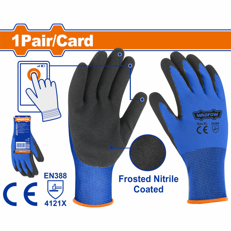 [SKUIMG]WGV2808|WGV2808.jpg|GUANTES DE NITRILO ESMERILADO PARA TRABAJO PESADO CALIBRE 15 USO CON Q