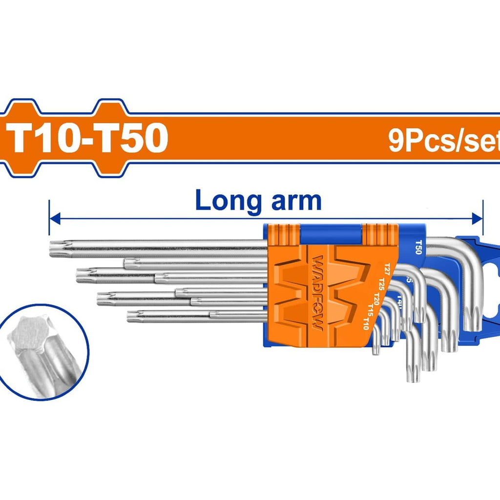 [SKUIMG]WHK3291|WHK3291.jpg|LLAVES TORX DE BRAZO LARGO DE 9 PIEZAS. T10-T50. CR-V (JUEGO)