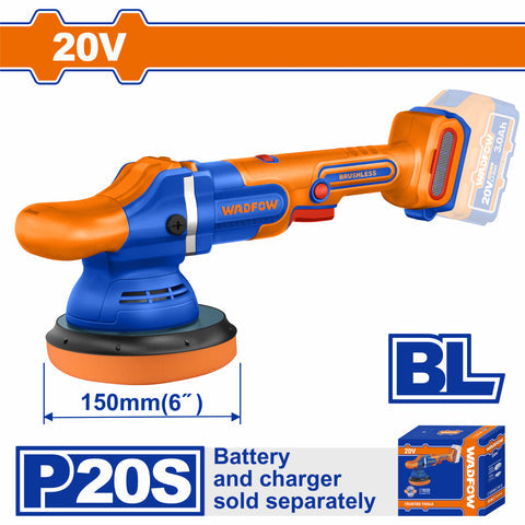 [SKUIMG]WHL2B15|WHL2B15.jpg|PULIDORA INALAMBRICA 150 MM 20V MOTOR SIN ESCOBILLA 2000-4500RPM VELOCIDAD VARIABLE. BATERIA Y CARGA