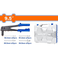 [SKUIMG]WHR1909|REMACHADORA MANUAL DE 9.5" Y REMACHES COMPATIBLES(2.4MM,3.2MM,4MM,4.8MM) (KIT 100PZS) EN ESTUCHE