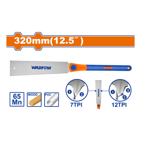 [SKUIMG]WHWD112|SERRUCHO JAPONES DE DOBLE FILO SIERRA DE TRACCION 12.5" LONGITUD TOTAL: 650MM 7TPI 12TPI 65MN CORTA