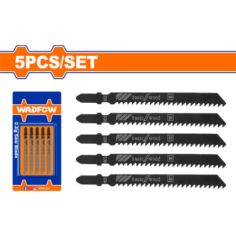 [SKUIMG]WJB111C|WJB111C.jpg|HOJAS PARA SIERRA+C1032:C1035 CALADORA HCS CORTE LIMPIO MADERA. 74MM. (6 TPI) SET DE 5 PZAS. DIENTES