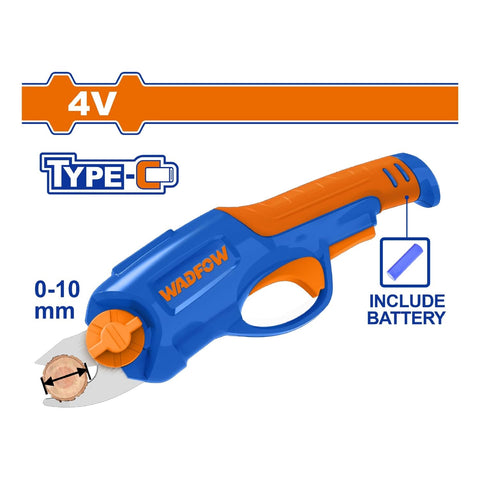 [SKUIMG]WJFP1504|WJFP1504.jpg|TIJERA PARA PODAR INALAMBRICA 4V DIAMETRO 10MM DE CUCHILLA INTERCAMBIABLE CABLE USB POR SEPARADO.