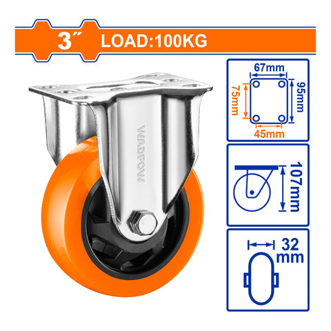 [SKUIMG]WJL2331|RUEDA RIGIDA 3" SERIE TRABAJO MEDIANO CARGA 100KG POLIURETANO PU NARANJA
