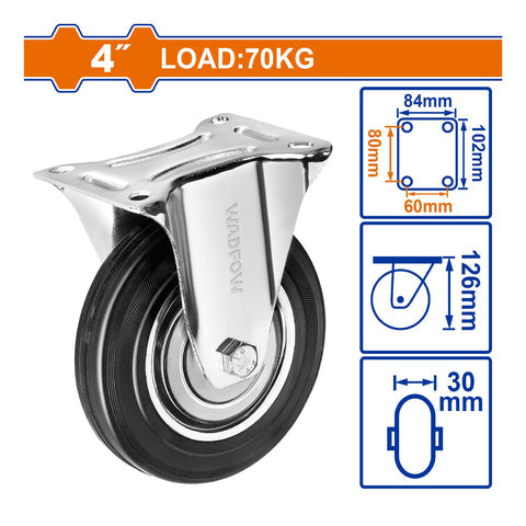 RUEDA RIGIDA DE 4" SERIE DE TRABAJO MEDIANO CARGA: 70KG ACERO + GOMA