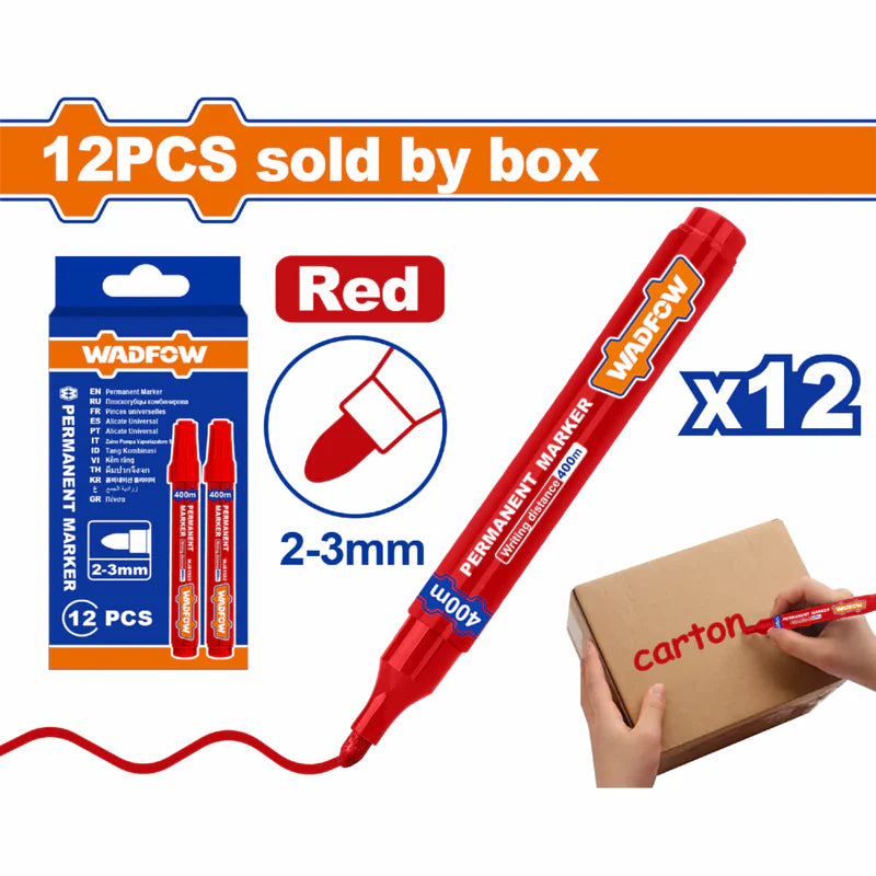 [SKUIMG]WJM1503|WJM1503-FRONTEND-xmaiqmr7RzL8Gj4X.png|MARCADORES PERMANENTES PUNTA 2-3MM ROJO SET 12 PZAS. MÚLTIPLES SUPERFICIES. ROTULADOR PILOTO PLUMON.